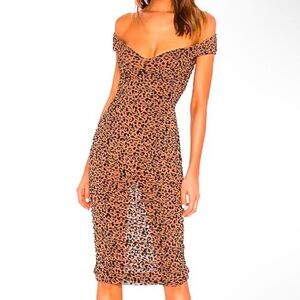 MAJORELLE leopard midi dress